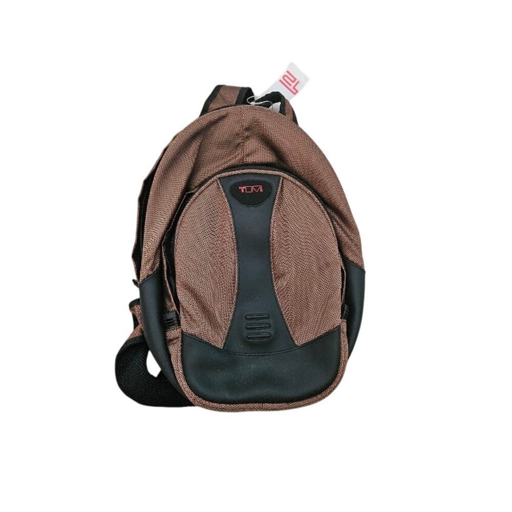 TUMI Brown Nylon Leather Sling Backpack Bag